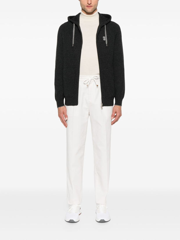 Brunello Cucinelli Cashmere Zipped Hoodie - Grey