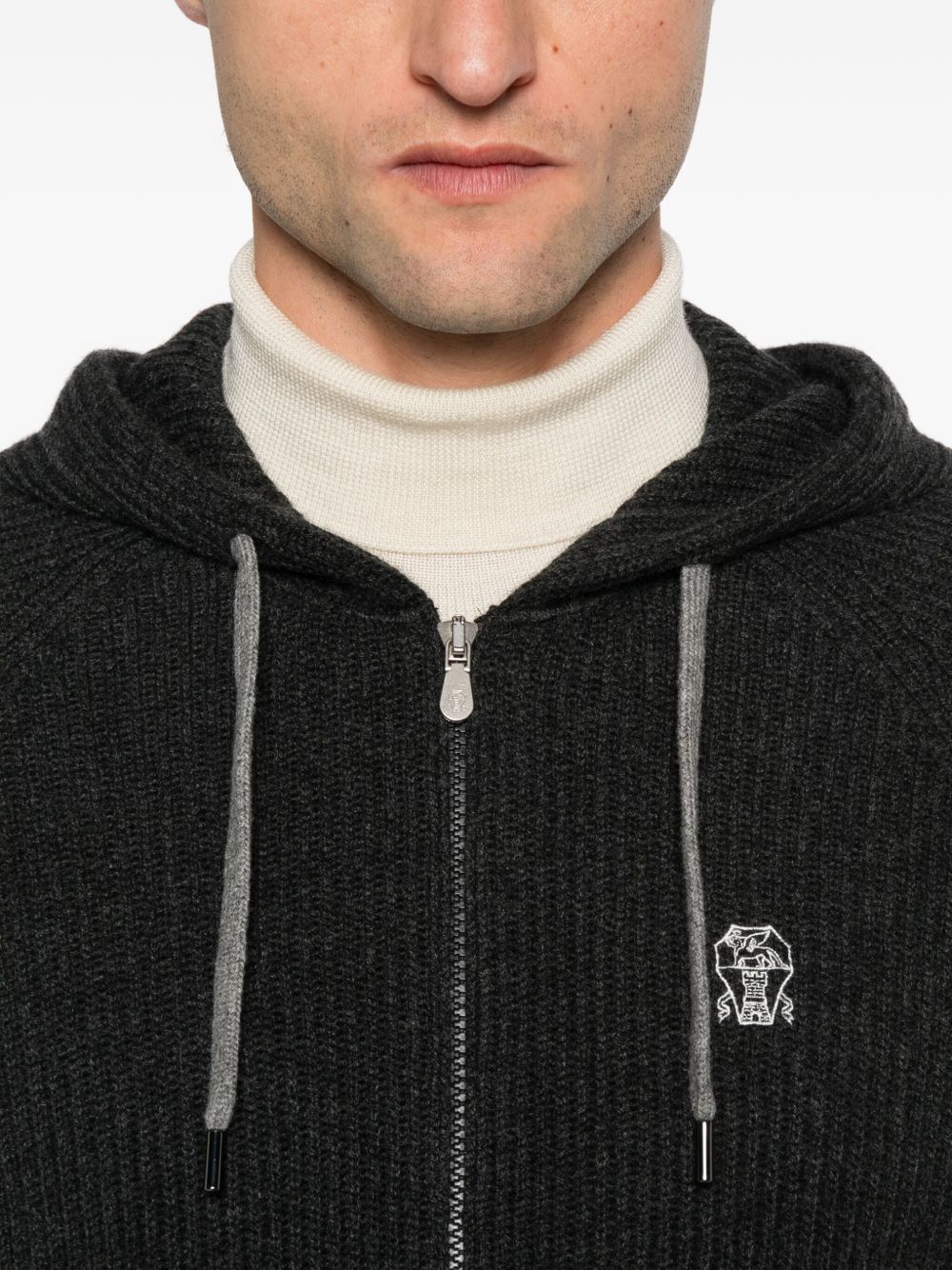 Brunello Cucinelli Cashmere Zipped Hoodie - Grey