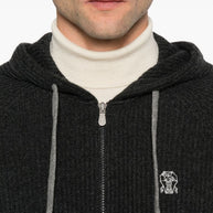 Brunello Cucinelli Cashmere Zipped Hoodie - Grey