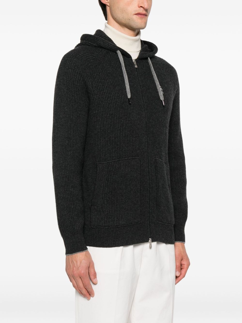 Brunello Cucinelli Cashmere Zipped Hoodie - Grey
