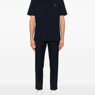 Brunello Cucinelli  Logo Cotton T-shirt- Blue