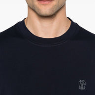 Brunello Cucinelli  Logo Cotton T-shirt- Blue