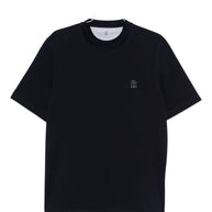 Brunello Cucinelli  Logo Cotton T-shirt- Blue