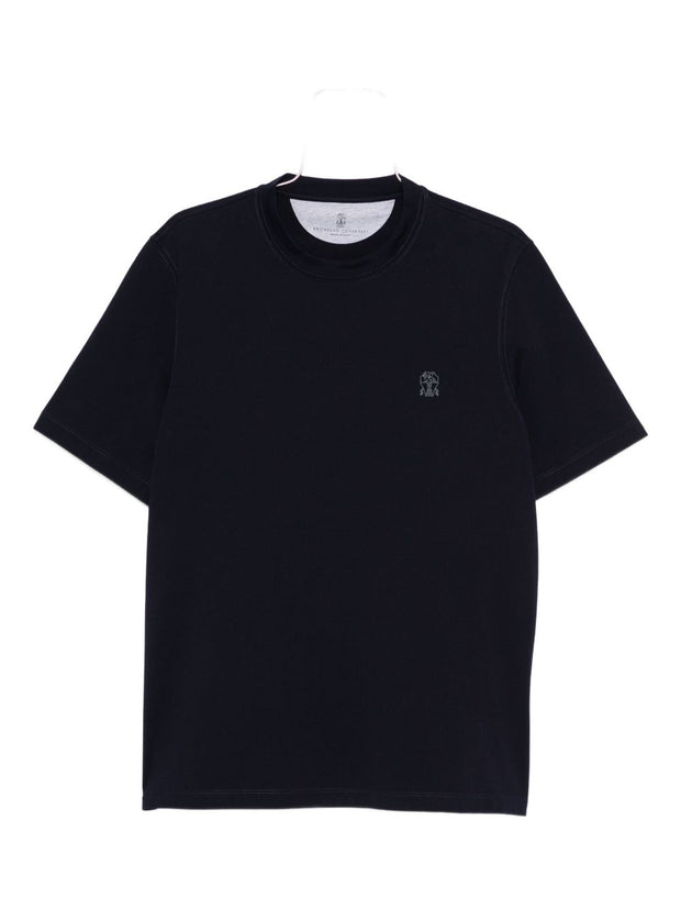 Brunello Cucinelli  Logo Cotton T-shirt- Blue