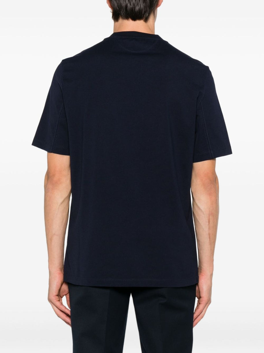 Brunello Cucinelli  Logo Cotton T-shirt- Blue