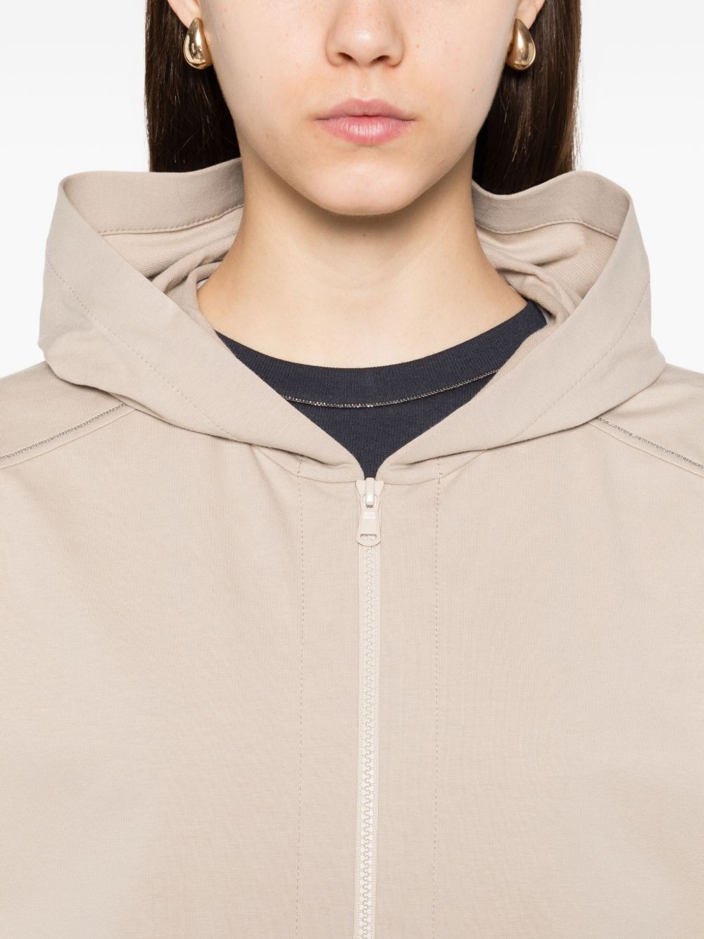 Brunello Cucinelli Cotton Zipped Hoodie - Beige