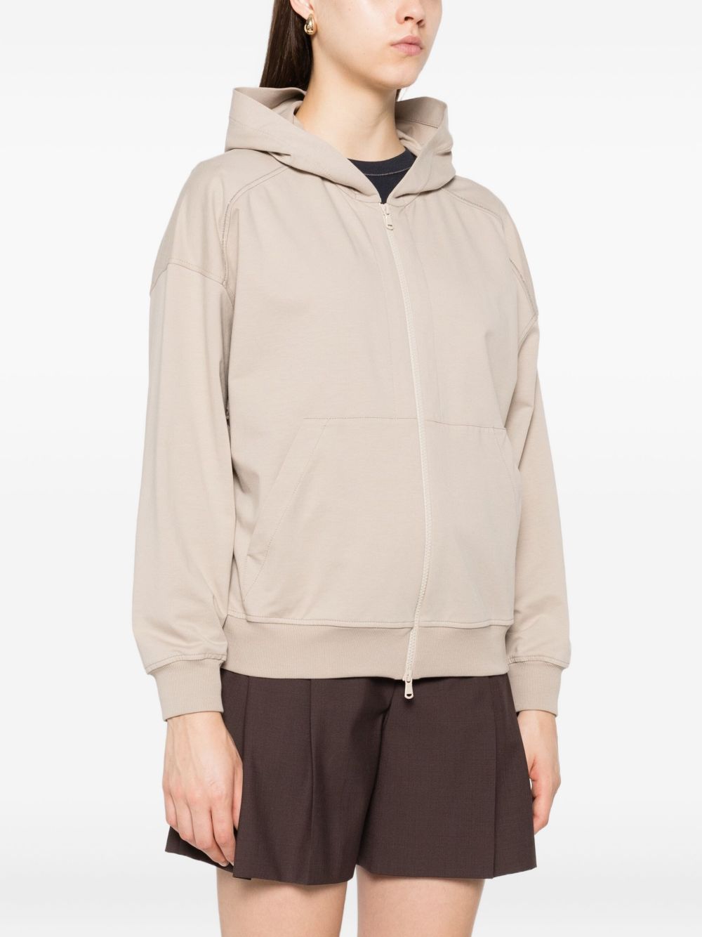 Brunello Cucinelli Cotton Zipped Hoodie - Beige