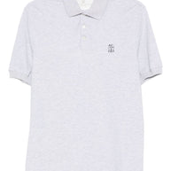 Brunello Cucinelli Logo Cotton Polo Shirt - Light Grey