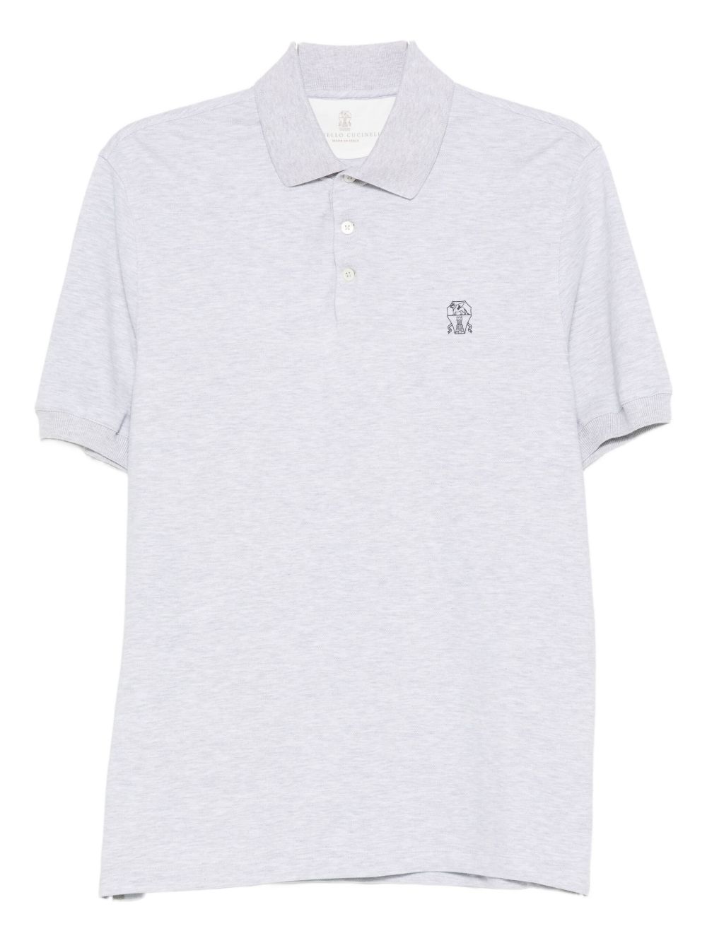 Brunello Cucinelli Logo Cotton Polo Shirt - Light Grey