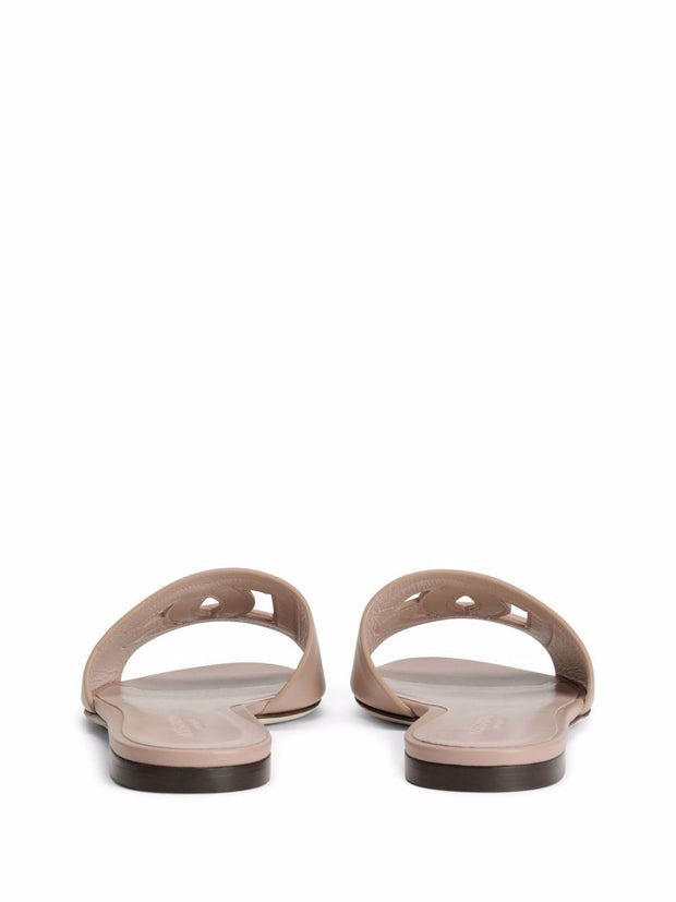 Dolce & Gabbana DG Logo Flat Sandals Powder