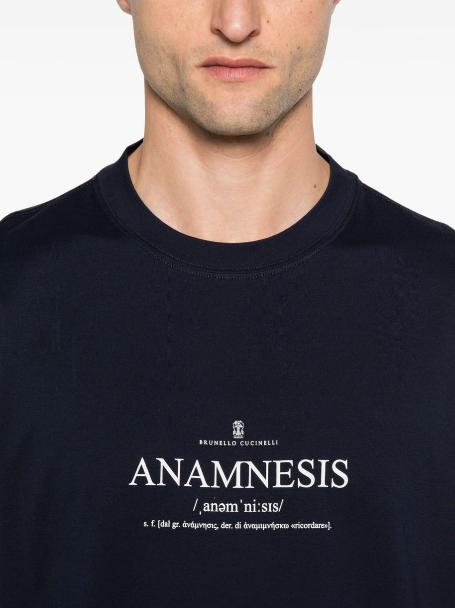 Brunello Cucinelli Printed Cotton T-shirt - Blue