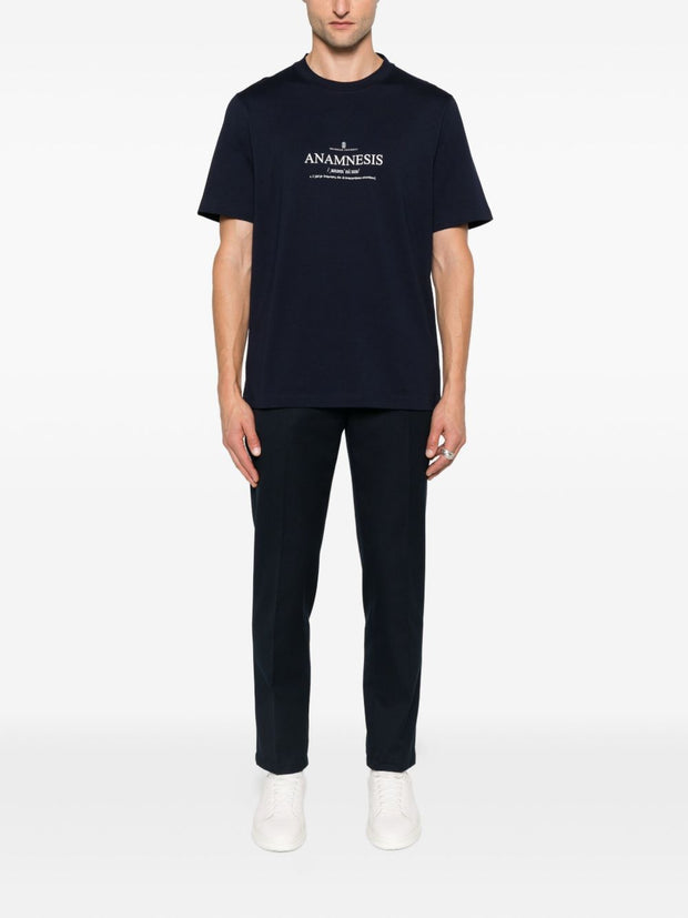 Brunello Cucinelli Printed Cotton T-shirt - Blue