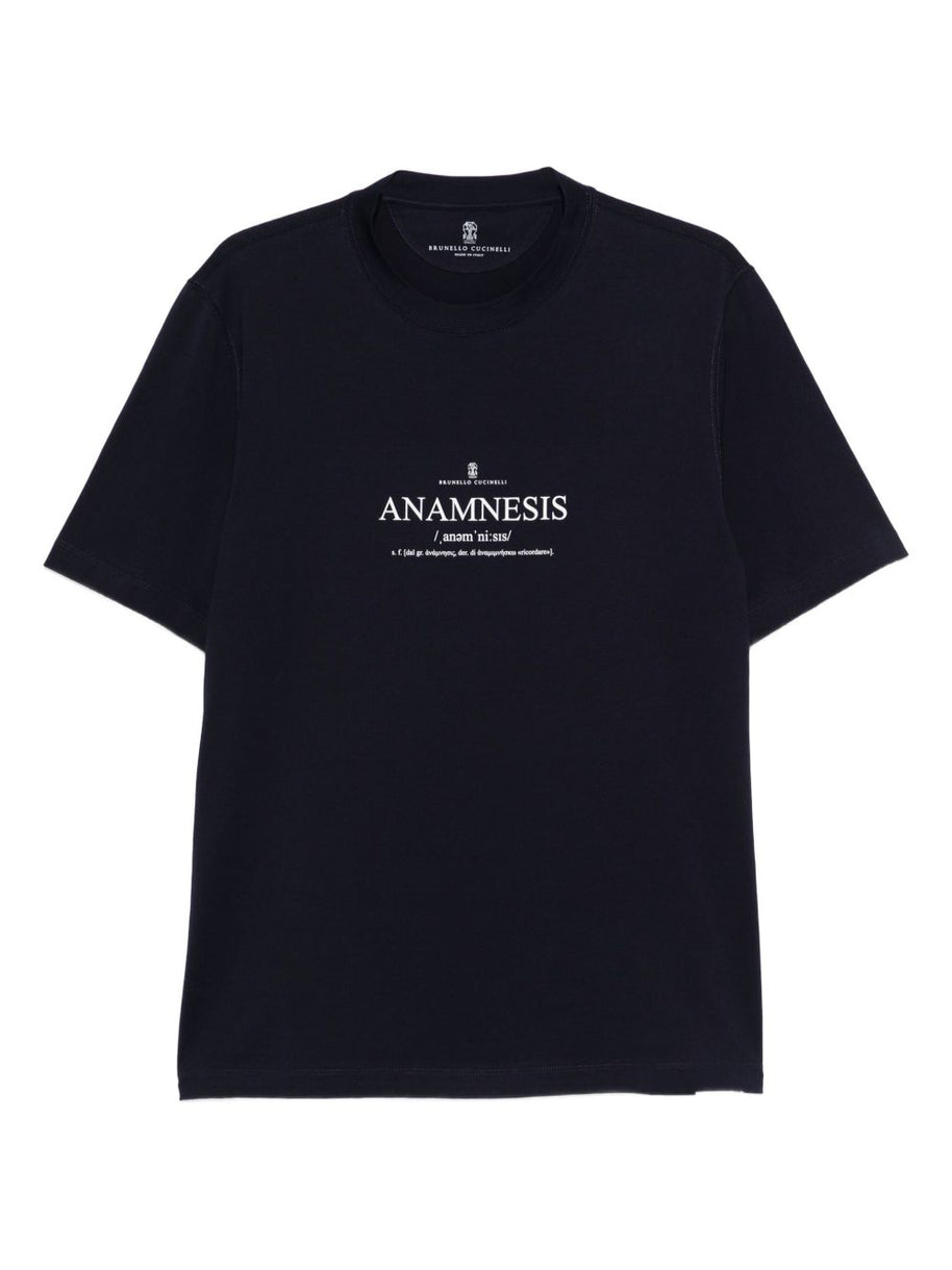 Brunello Cucinelli Printed Cotton T-shirt - Blue