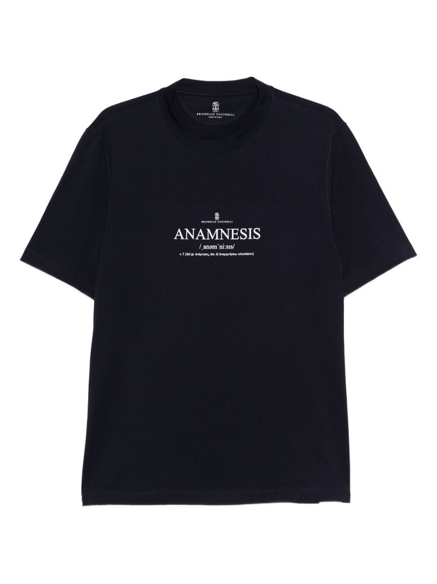 Brunello Cucinelli Printed Cotton T-shirt - Blue