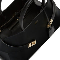 Ferragamo Hug Medium Leather Tote Bag - Black