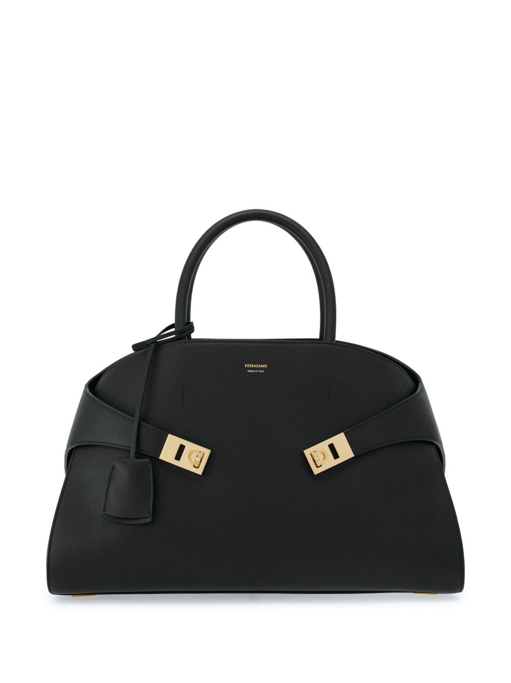 Ferragamo Hug Medium Leather Tote Bag - Black