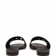 Dolce & Gabbana DG Logo Leather Flat Sandals - Black