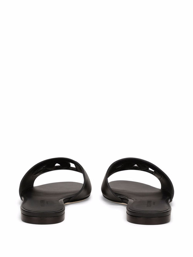 Dolce & Gabbana DG Logo Flat Sandals Black