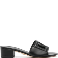 Dolce & Gabbana DG Logo Leather Sandals - Black