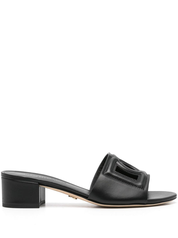 Dolce & Gabbana DG Logo Leather Sandals - Black