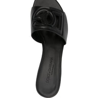 Dolce & Gabbana DG Logo Leather Sandals - Black
