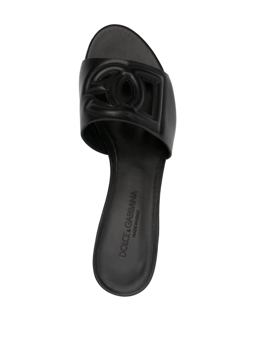 Dolce & Gabbana DG Logo Leather Sandals - Black