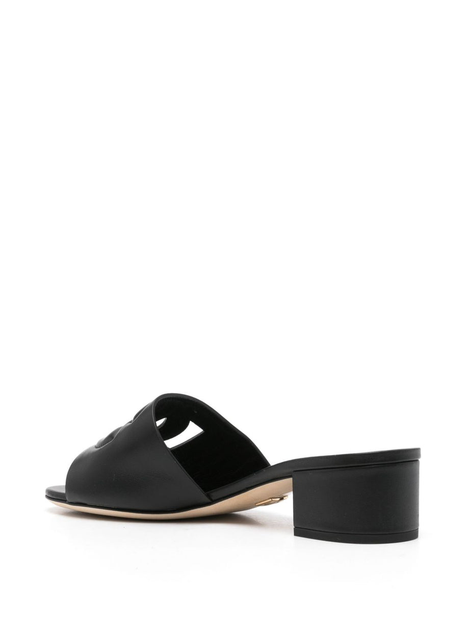 Dolce & Gabbana DG Logo Leather Sandals - Black