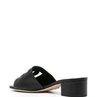 Dolce & Gabbana DG Logo Leather Sandals - Black