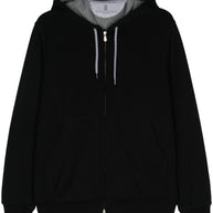 Brunello Cucinelli Cotton Blend Zipped Hoodie - Black