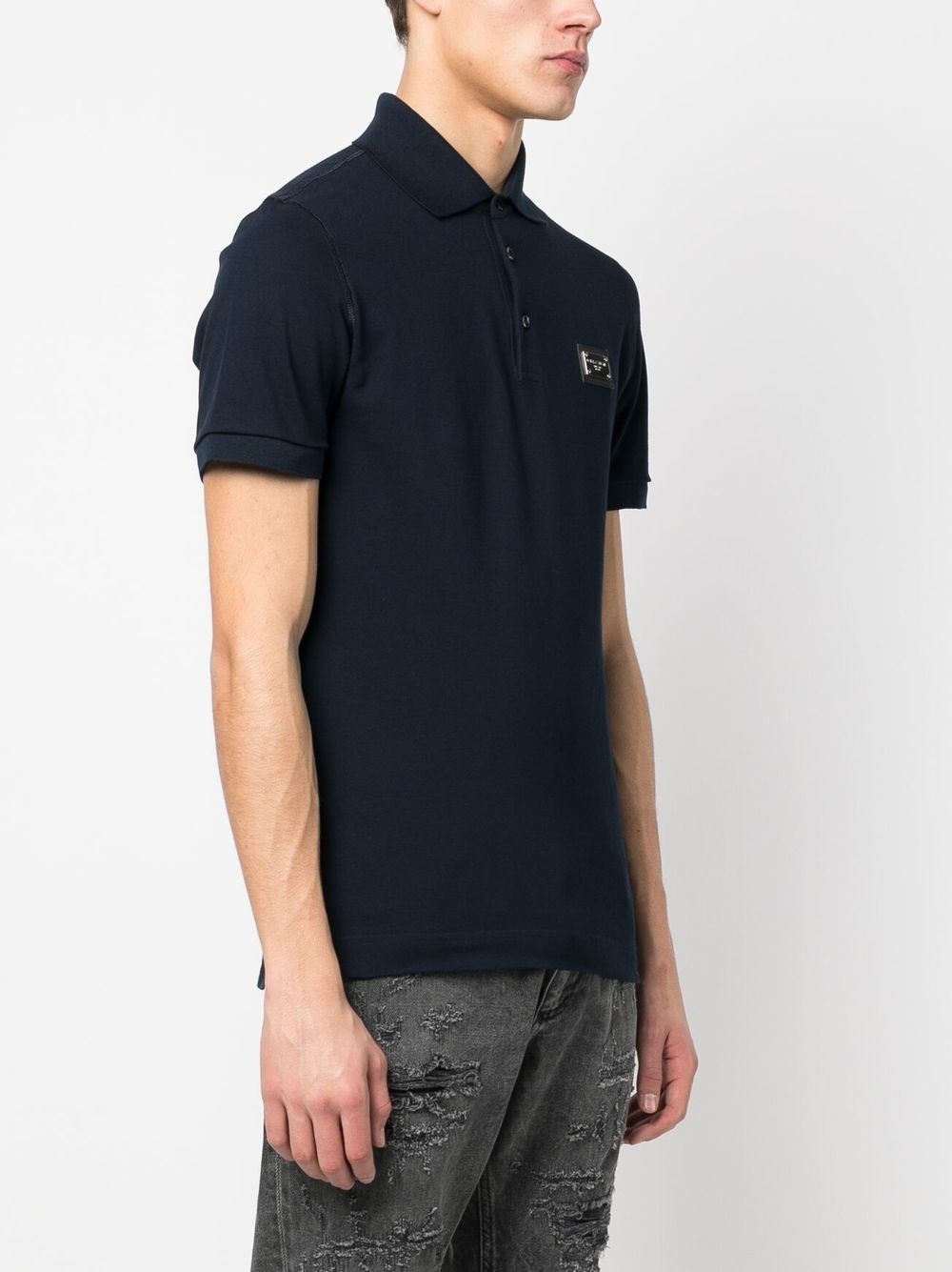 Dolce & Gabbana Logo Cotton Polo Shirt - Blue