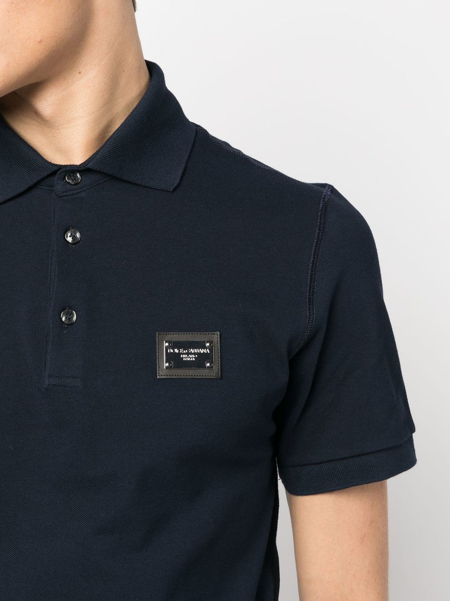 Dolce & Gabbana Logo Cotton Polo Shirt - Blue