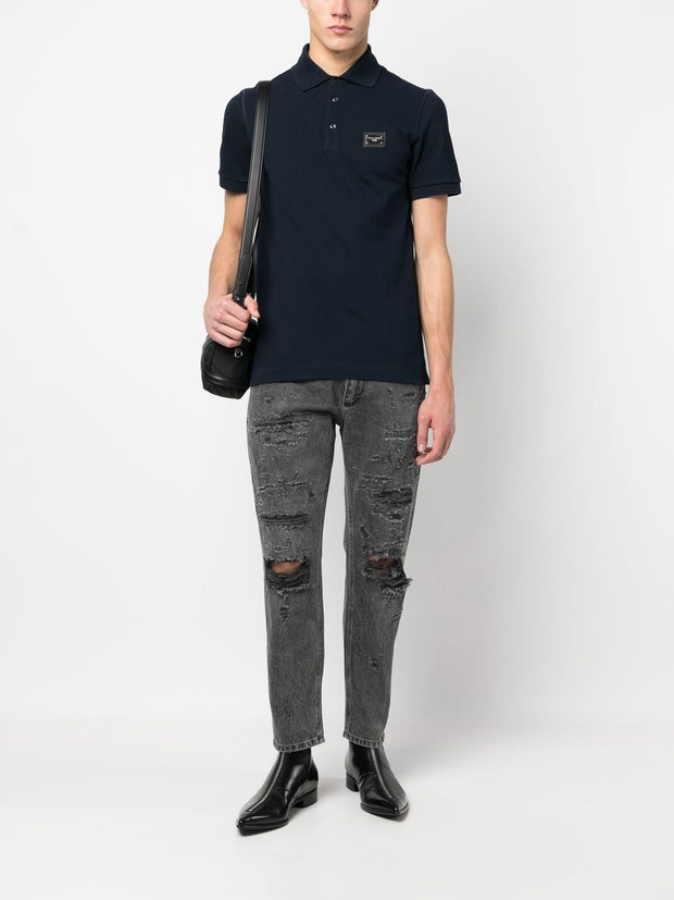 Dolce & Gabbana Logo Cotton Polo Shirt - Blue