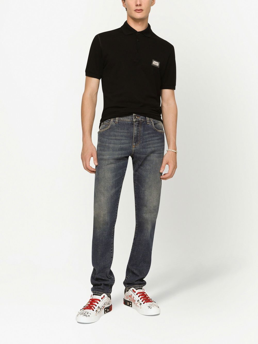 Dolce & Gabbana Logo Cotton Polo Shirt - Black