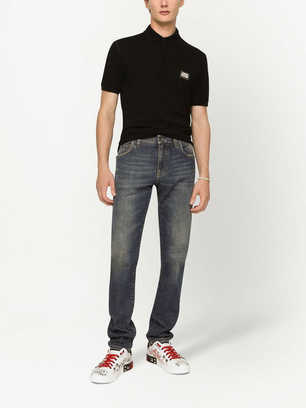Dolce & Gabbana Logo Cotton Polo Shirt - Black