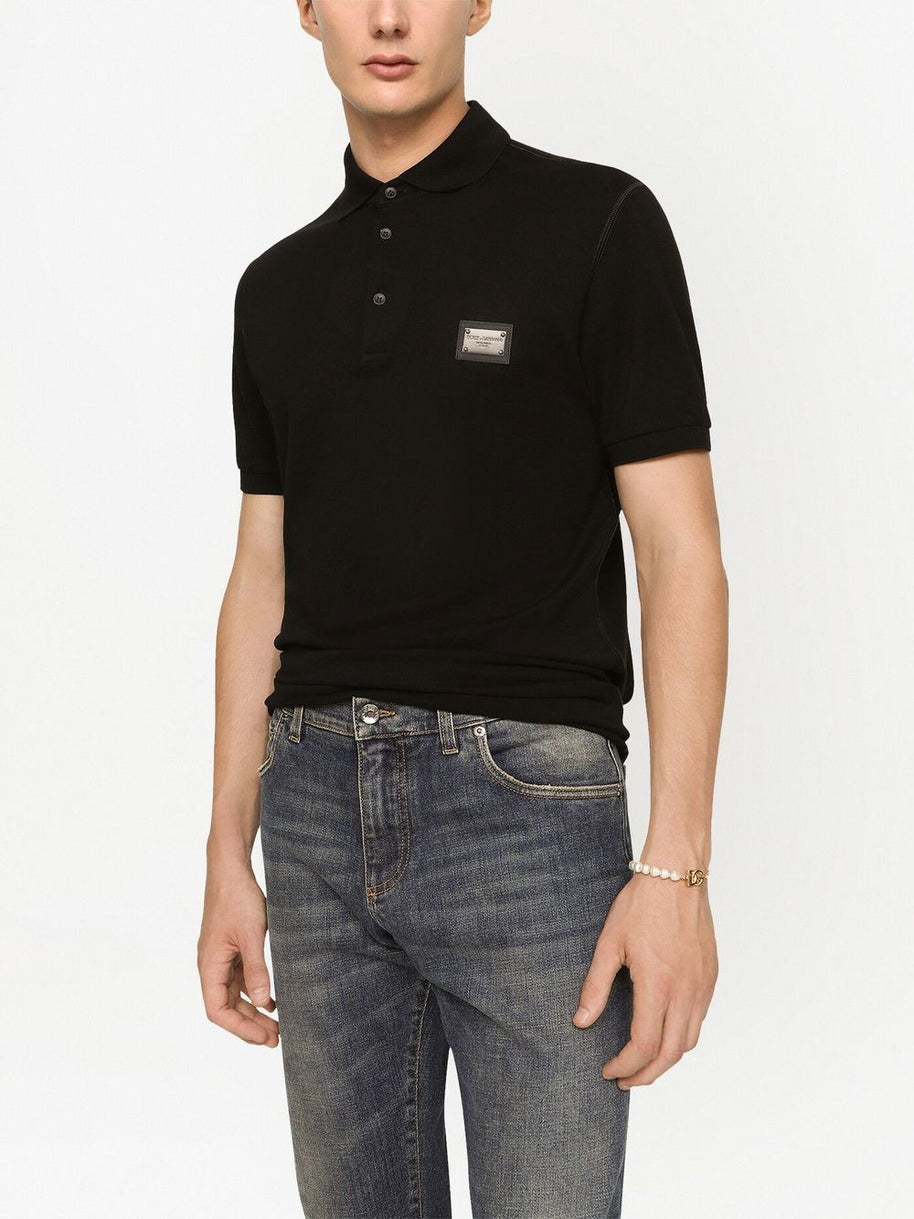 Dolce & Gabbana Logo Cotton Polo Shirt - Black