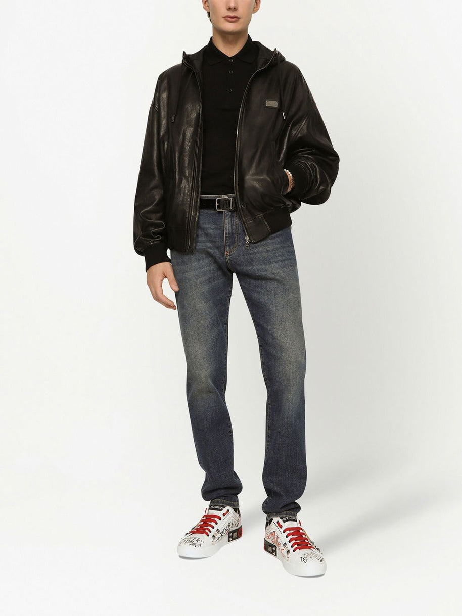 Dolce & Gabbana Logo Cotton Polo Shirt - Black