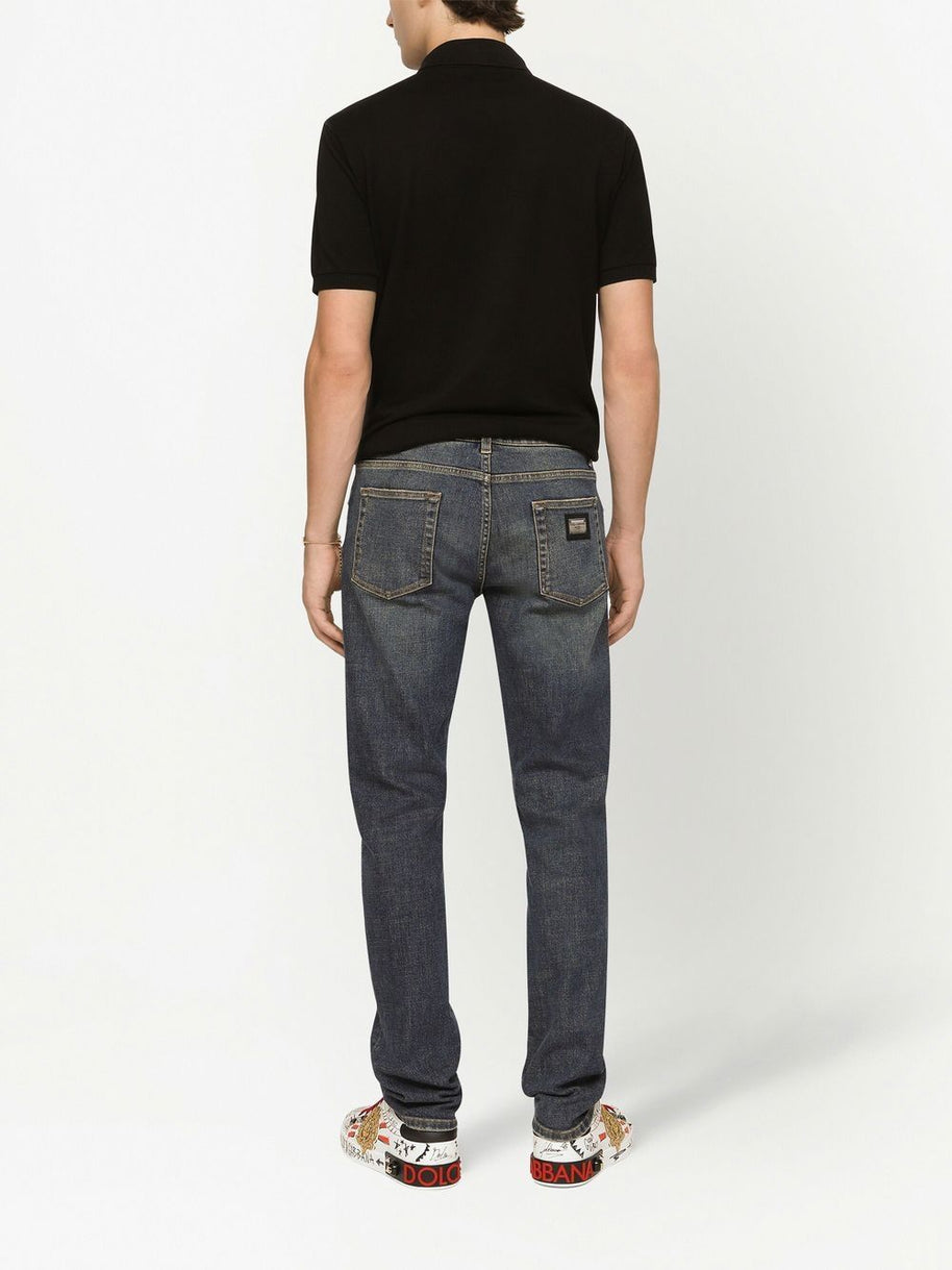 Dolce & Gabbana Logo Cotton Polo Shirt - Black