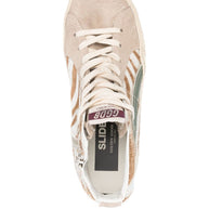 Golden Goose Slide In Zebra-print Pony Skin With Laminated Leather Flash