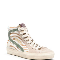 Golden Goose Slide In Zebra-print Pony Skin With Laminated Leather Flash