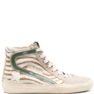 Golden Goose Slide In Zebra-print Pony Skin With Laminated Leather Flash