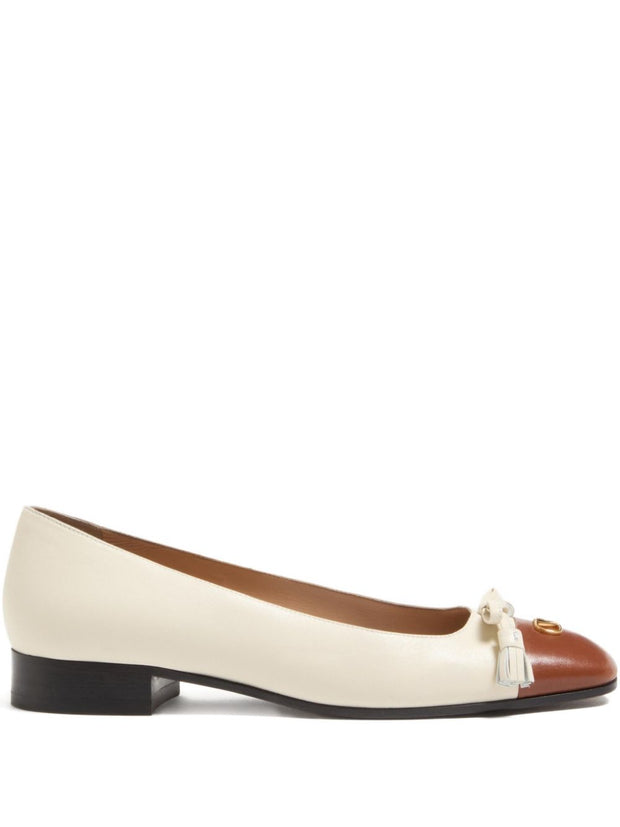 Valentino Garavani Valet Du Roi Leather Ballet Flats - White