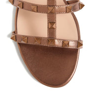 Valentino Garavani Rockstud Leather Flat Sandals - Brown