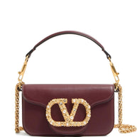 Valentino Garavani Locò Small Leather Shoulder Bag - Bordeaux