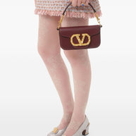 Valentino Garavani Locò Small Leather Shoulder Bag - Bordeaux