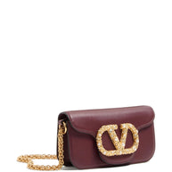 Valentino Garavani Locò Small Leather Shoulder Bag - Bordeaux