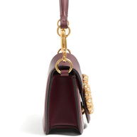 Valentino Garavani Locò Small Leather Shoulder Bag - Bordeaux