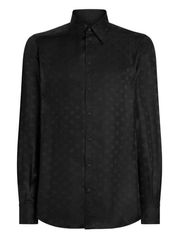 Dolce & Gabbana Jacquard Silk Shirt - Black