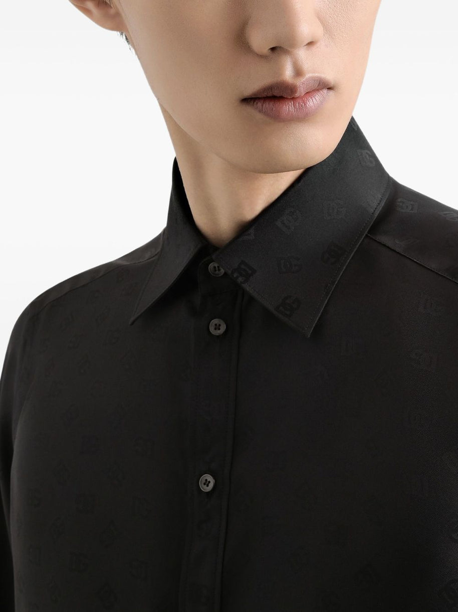 Dolce & Gabbana Jacquard Silk Shirt - Black