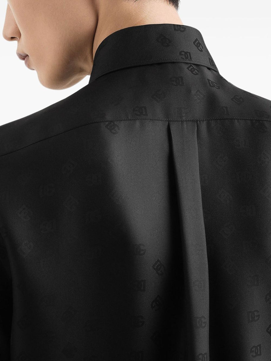 Dolce & Gabbana Jacquard Silk Shirt - Black