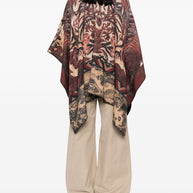 Pierre Louis Mascia Wool Printed Poncho - Brown